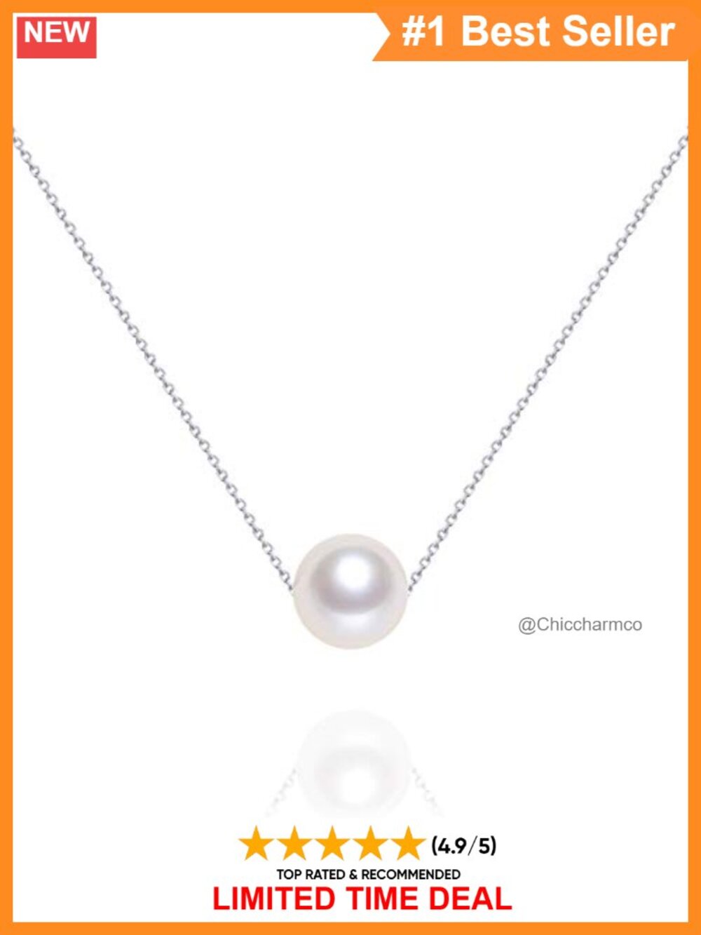 Freshwater Pearl Pendant Necklace 925 Sterling Silver 16/17.5"